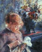 Pierre Renoir Lady Sewing USA oil painting artist